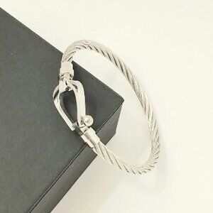 ⚓ 18k Gold Plated Braided Cable Bracelet 316L Steel Horseshoe Clasp Trendy